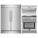 Forno 3-Piece Appliance Package - 30-Inch Gas Range with Air Fryer, 60-Inch Pro-Style Refrigerator & Wall Mount Hood with Backsplash in Stainless Steel
