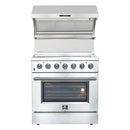 Forno 2-Piece Appliance Package - 36-Inch Electric Range and Wall Mount Range Hood with Backsplash in Stainless Steel