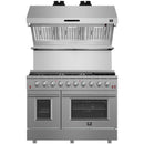 Forno 2-Piece Appliance Package - 48-Inch Gas Range & Wall Mount Hood with Backsplash in Stainless Steel