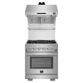 Forno 2-Piece Pro Appliance Package - 30-Inch Gas Range & Wall Mount Hood with Backsplash in Stainless Steel