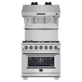 Forno 2-Piece Pro Appliance Package - 36-Inch Gas Range & Wall Mount Hood with Backsplash in Stainless Steel