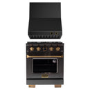 Kucht 2-Piece Appliance Package - 30-Inch Natural Gas Range with 4.2 Cu. Ft. Oven & Wall Mount Range Hood in Dark Titanium Stainless Steel with Gold Accents