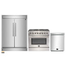 Forno 3-Piece Appliance Package - 36-Inch Dual Fuel Range, 60-Inch Refrigerator, and Dishwasher in Stainless Steel