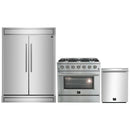 Forno 3-Piece Appliance Package - 36-Inch Gas Range, 60-Inch Refrigerator, and Dishwasher in Stainless Steel