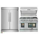 Forno 3-Piece Appliance Package - 48-Inch Gas Range, Refrigerator, & Wall Mount Hood with Backsplash in Stainless Steel
