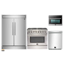 Forno 4-Piece Appliance Package - 36-Inch Dual Fuel Range, 60-Inch Refrigerator, 24-Inch Microwave Oven, & 3-Rack Dishwasher in Stainless Steel