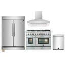 Forno 4-Piece Appliance Package - 48-Inch Gas Range, Refrigerator, Wall Mount Hood, & 3-Rack Dishwasher in Stainless Steel