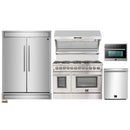 Forno 5-Piece Appliance Package - 48-Inch Dual Fuel Range, 60-Inch Refrigerator, Wall Mount Hood with Backsplash, 24-Inch Microwave Oven, & 3-Rack Dishwasher in Stainless Steel