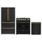 Forno 3-Piece Appliance Package - 30-Inch Espresso Gas Range, Refrigerator, and Dishwasher in Black with Antique Brass Trim