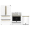 Forno 3-Piece Appliance Package - 30-Inch Espresso Gas Range, Refrigerator, and Dishwasher in White with Antique Brass Trim