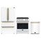 Forno Espresso 3-Piece Appliance Package - 30-Inch Electric Range, Refrigerator and Dishwasher in White with Antique Brass Trim