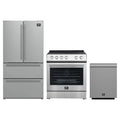 Forno 3-Piece Appliance Package - 30-Inch Leonardo Espresso Electric Range, Refrigerator and Dishwasher in Stainless Steel