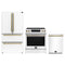 Forno Espresso 3-Piece Appliance Package - 30-Inch Induction Range, Refrigerator and Dishwasher in White with Antique Brass Trim