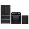 Forno 3-Piece Appliance Package - 30-Inch Leonardo Espresso Induction Range, French Door Refrigerator, and Dishwasher in Black with Antique Brass Trim