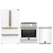 Forno 3-Piece Appliance Package - 30-Inch Induction Range, French Door Refrigerator, and Dishwasher in White with Antique Brass Trim
