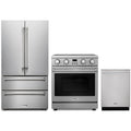 Thor Kitchen 3-Piece Appliance Package - 30-Inch Electric Range, French Door Refrigerator, & Dishwasher in Stainless Steel
