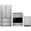 Thor Kitchen 3-Piece Appliance Package - 30-Inch Natural Gas Range, French Door Refrigerator, & Dishwasher in Stainless Steel