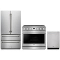 Thor Kitchen 3-Piece Appliance Package - 36-Inch Natural Gas Range, French Door Refrigerator, & Dishwasher in Stainless Steel