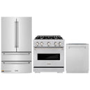 ZLINE 3-Piece Appliance Package - 30-Inch Dual Fuel Range, Refrigerator, and Dishwasher in Stainless Steel