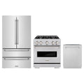 ZLINE 3-Piece Appliance Package - 30-Inch Dual Fuel Range, Refrigerator, and Dishwasher in Stainless Steel