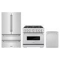 ZLINE 3-Piece Appliance Package - 36-Inch Dual Fuel Range, Refrigerator, and Dishwasher in Stainless Steel