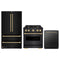 ZLINE 3-Piece Appliance Package - 30-Inch Dual Fuel Range, Refrigerator, and Dishwasher in Black Stainless Steel with Champagne Bronze Accents