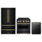 ZLINE 3-Piece Appliance Package - 30-Inch Dual Fuel Range, Refrigerator, and Dishwasher in Black Stainless Steel with Gold Accents
