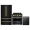 ZLINE 3-Piece Appliance Package - 30-Inch Dual Fuel Range, Refrigerator, and Dishwasher in Black Stainless Steel with Gold Accents