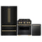 ZLINE 3-Piece Appliance Package - 30-Inch Dual Fuel Range, Refrigerator, and Dishwasher in Black Stainless Steel with Gold Accents
