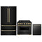 ZLINE 3-Piece Appliance Package - 36-Inch Dual Fuel Range, Refrigerator, and Dishwasher in Black Stainless Steel with Champagne Bronze Accents