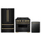 ZLINE 3-Piece Appliance Package - 36-Inch Dual Fuel Range, Refrigerator, and Dishwasher in Black Stainless Steel with Champagne Bronze Accents