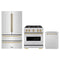 ZLINE 3-Piece Appliance Package - 30-Inch Dual Fuel Range, Refrigerator, and Dishwasher in Stainless Steel with Champagne Bronze Accents