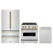 ZLINE 3-Piece Appliance Package - 30-Inch Dual Fuel Range, Refrigerator, and Dishwasher in Stainless Steel with Champagne Bronze Accents
