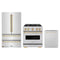 ZLINE 3-Piece Appliance Package - 30-Inch Dual Fuel Range, Refrigerator, and Dishwasher in Stainless Steel with Gold Accents