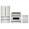 ZLINE 3-Piece Appliance Package - 36-Inch Dual Fuel Range, Refrigerator, and Dishwasher in Stainless Steel with Champagne Bronze Accents