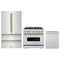 ZLINE 3-Piece Appliance Package - 36-Inch Dual Fuel Range, Refrigerator, and Dishwasher in Stainless Steel with Champagne Bronze Accents