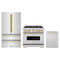ZLINE 3-Piece Appliance Package - 36-Inch Dual Fuel Range, Refrigerator, and Dishwasher in Stainless Steel with Gold Accents