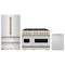 ZLINE 3-Piece Appliance Package - 48-Inch Dual Fuel Range, Refrigerator, and Dishwasher in Stainless Steel with Gold Accents