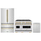 ZLINE 3-Piece Appliance Package - 48-Inch Dual Fuel Range, Refrigerator, and Dishwasher in Stainless Steel with Gold Accents