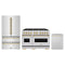 ZLINE 3-Piece Appliance Package - 48-Inch Dual Fuel Range, Refrigerator, and Dishwasher in Stainless Steel with Gold Accents