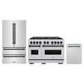 ZLINE 3-Piece Appliance Package - 48-Inch Dual Fuel Range, Refrigerator, and Dishwasher in Stainless Steel with Matte Black Accents