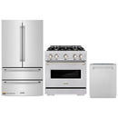 ZLINE 3-Piece Appliance Package - 30-Inch Gas Range, Refrigerator, and Dishwasher in Stainless Steel