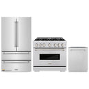 ZLINE 3-Piece Appliance Package - 36-Inch Gas Range, Refrigerator, and Dishwasher in Stainless Steel