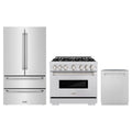ZLINE 3-Piece Appliance Package - 36-Inch Gas Range, Refrigerator, and Dishwasher in Stainless Steel