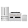 ZLINE 3-Piece Appliance Package - 48-Inch Gas Range, Refrigerator, and Dishwasher in Stainless Steel