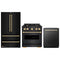 ZLINE 3-Piece Appliance Package - 30-Inch Gas Range, Refrigerator, and Dishwasher in Black Stainless Steel with Gold Accents