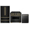 ZLINE 3-Piece Appliance Package - 36-Inch Gas Range, Refrigerator, and Dishwasher in Black Stainless Steel with Gold Accents