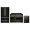ZLINE 3-Piece Appliance Package - 48-Inch Gas Range, Refrigerator, and Dishwasher in Black Stainless Steel with Champagne Bronze Accents