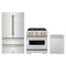 ZLINE 3-Piece Appliance Package - 30-Inch Gas Range, Refrigerator, and Dishwasher in Stainless Steel with Champagne Bronze Accents