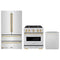 ZLINE 3-Piece Appliance Package - 30-Inch Gas Range, Refrigerator, and Dishwasher in Stainless Steel with Gold Accents